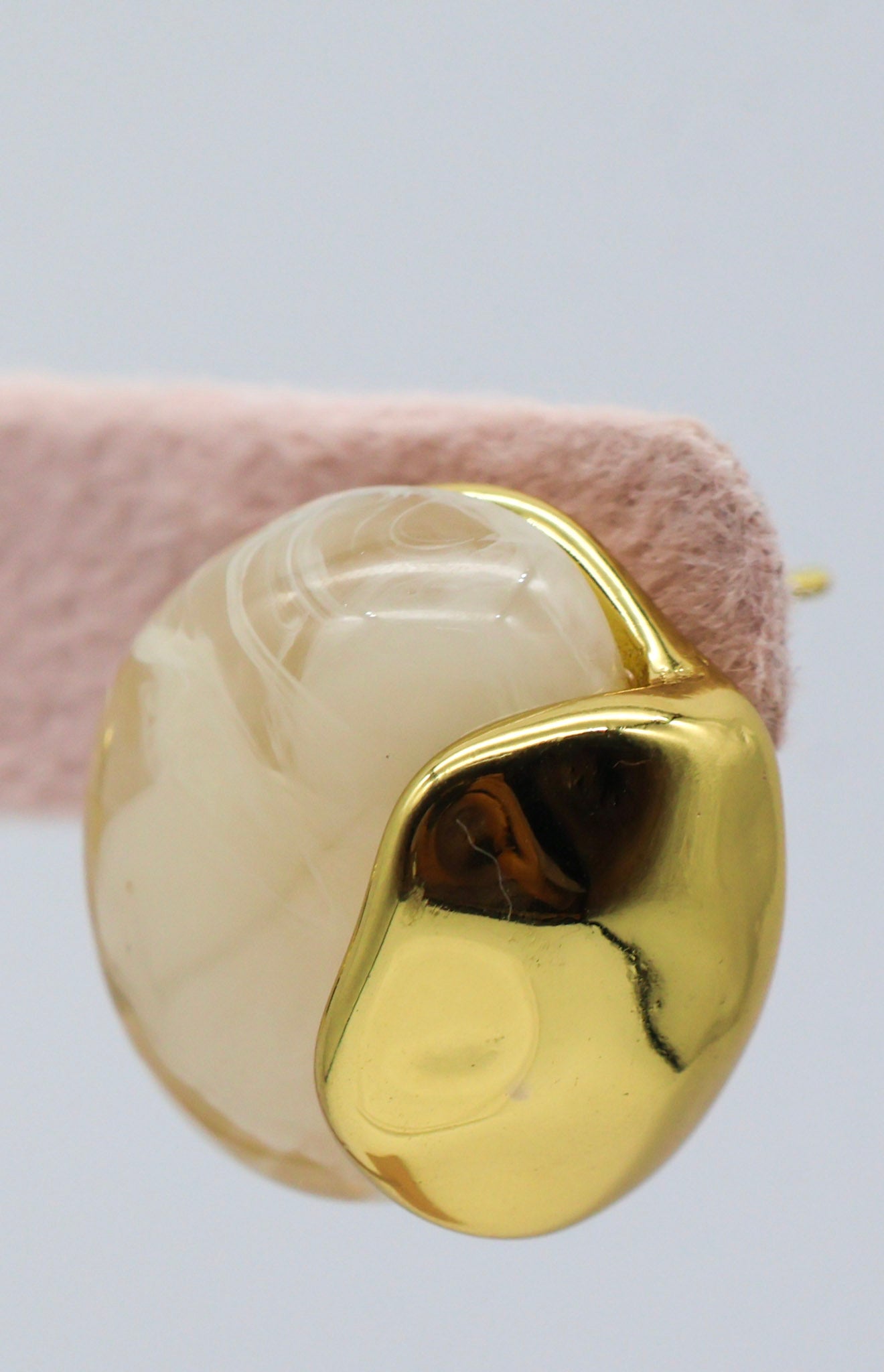 Ivory Marble Dome Stud Earrings for Women
