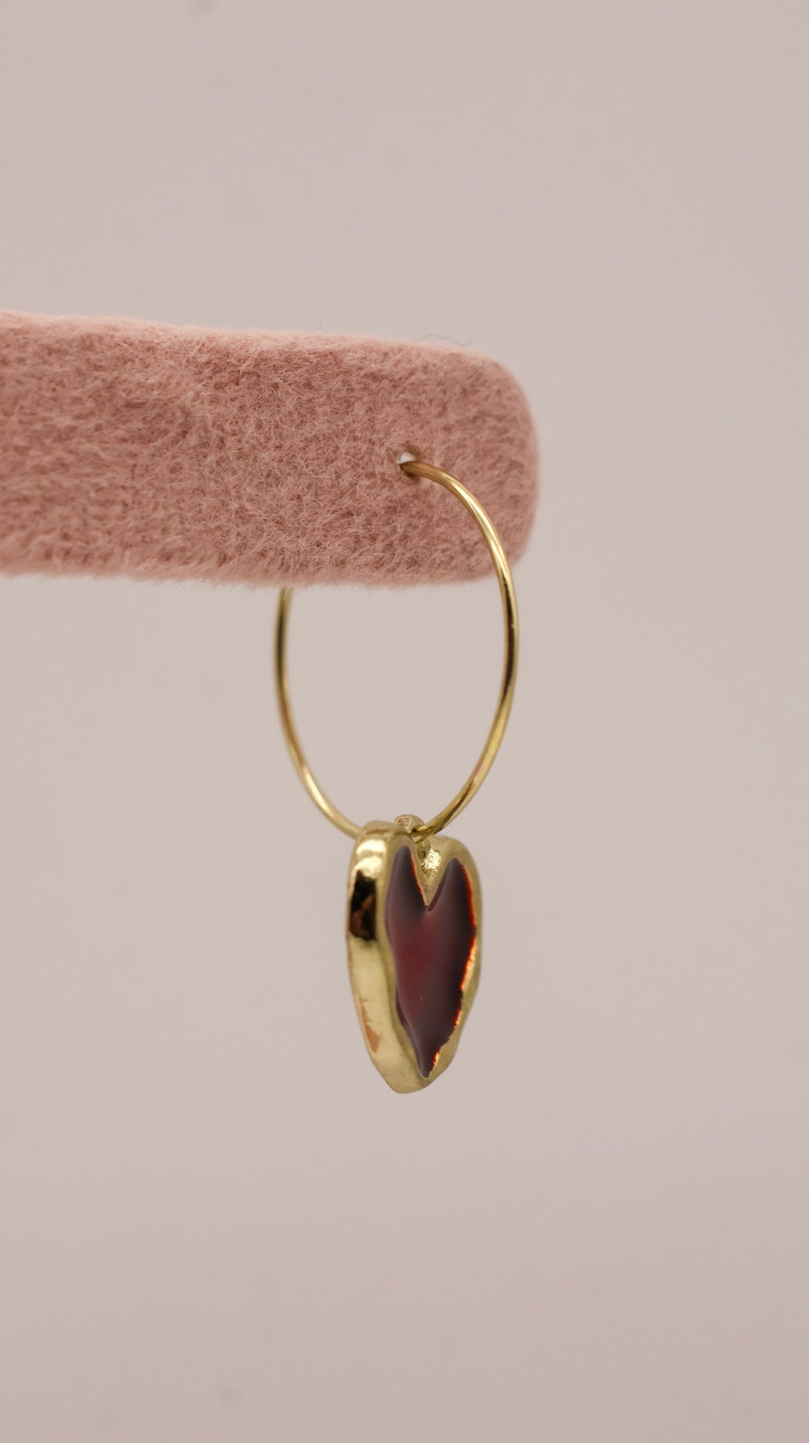 Ruby Heart Hoop Earrings for Women