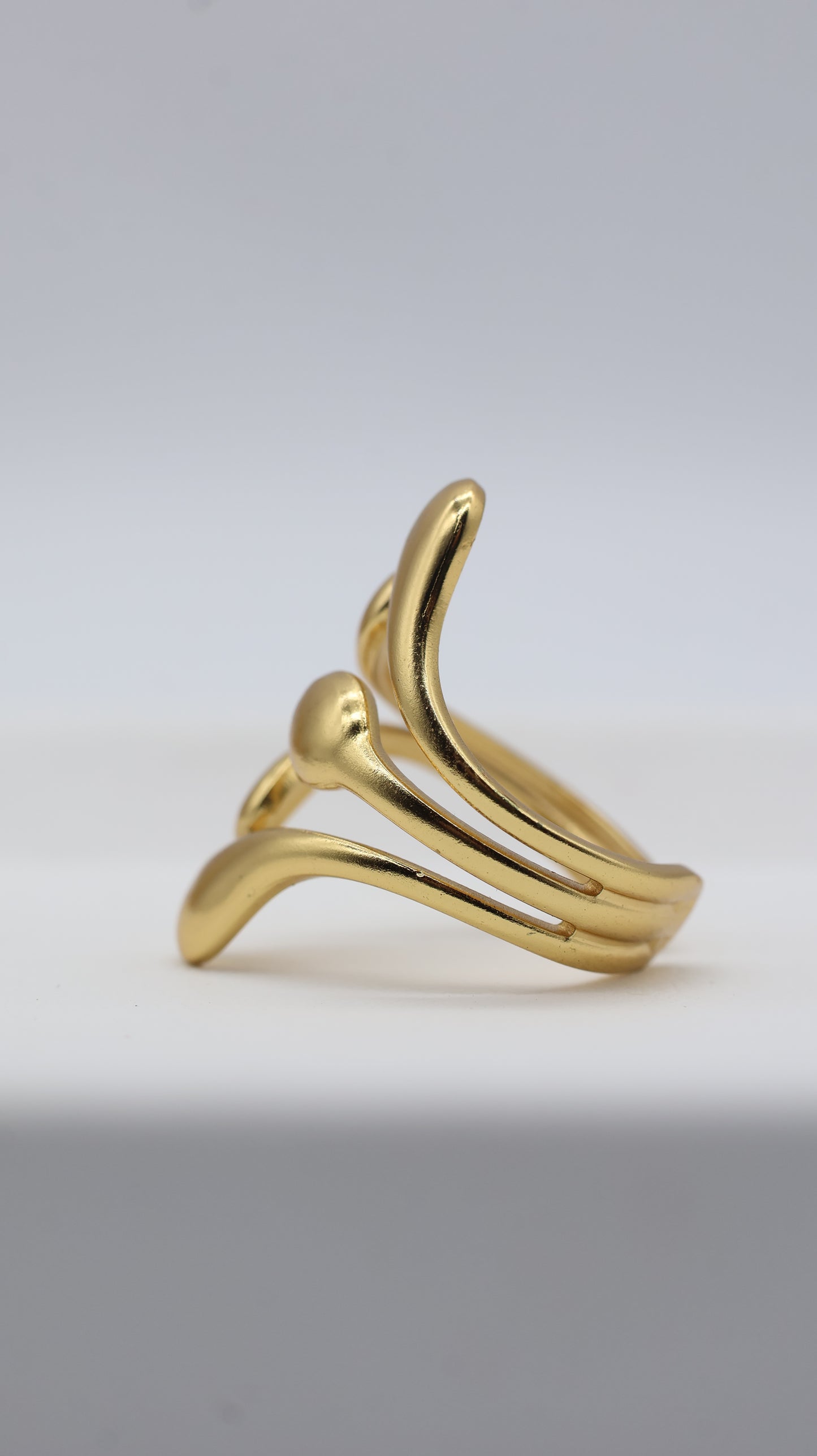 Gold Abstract Sculpted Adjustable Ring for Women