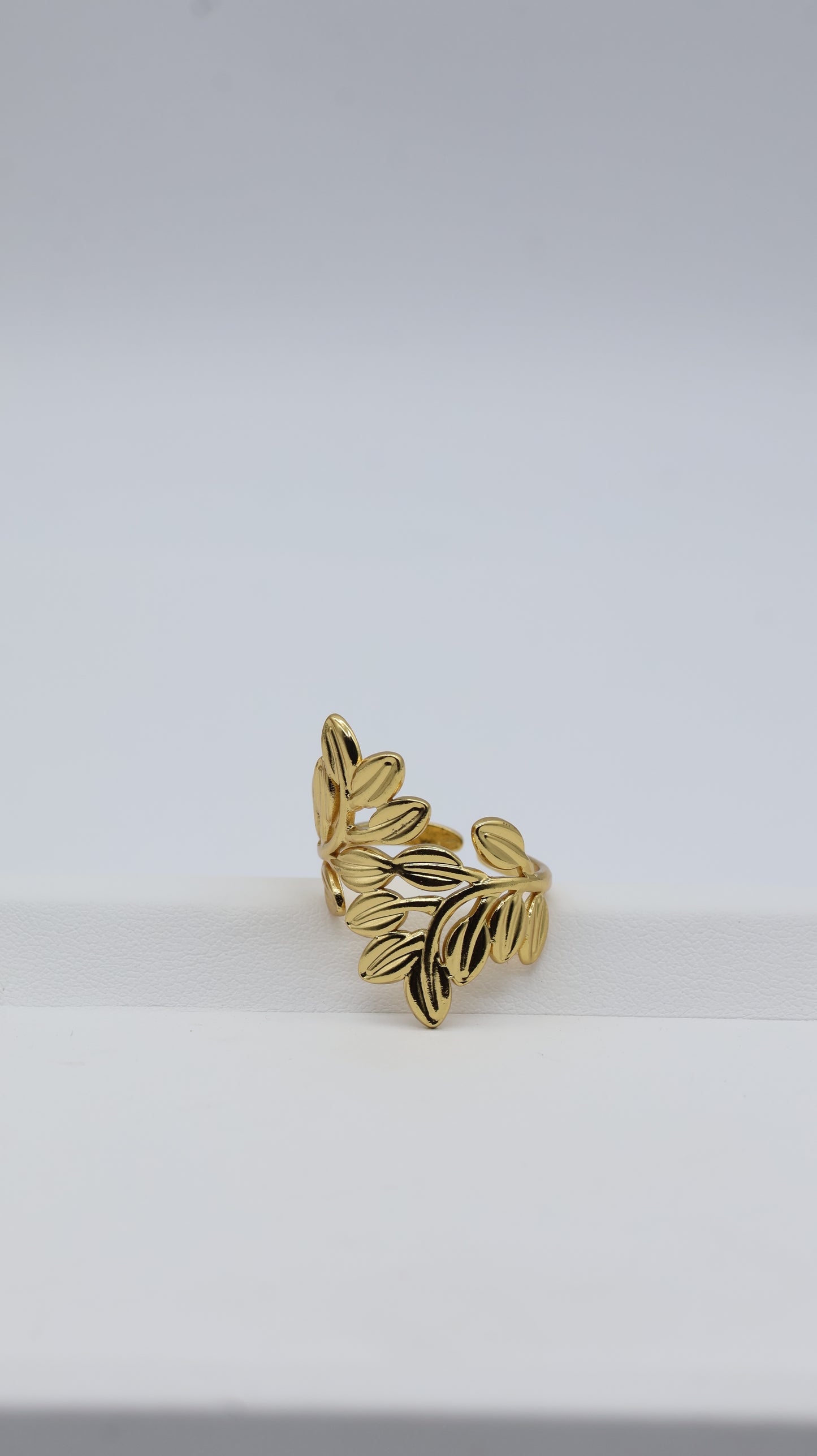 Gold Leaf Adjustable Statement Ring for Women