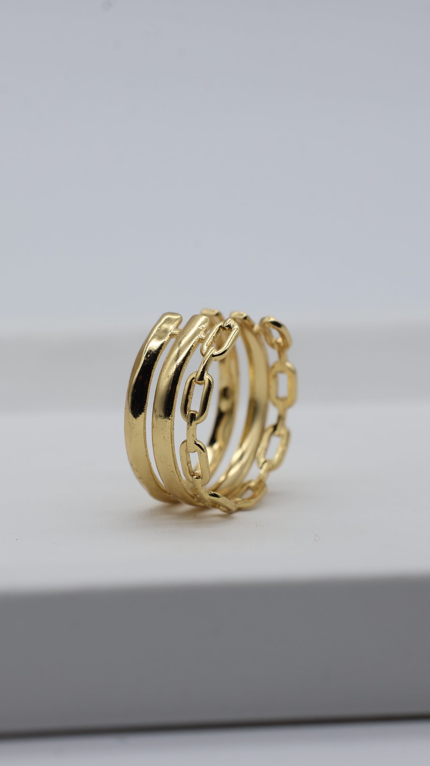 Gold Chain Layered Adjustable Ring for Women