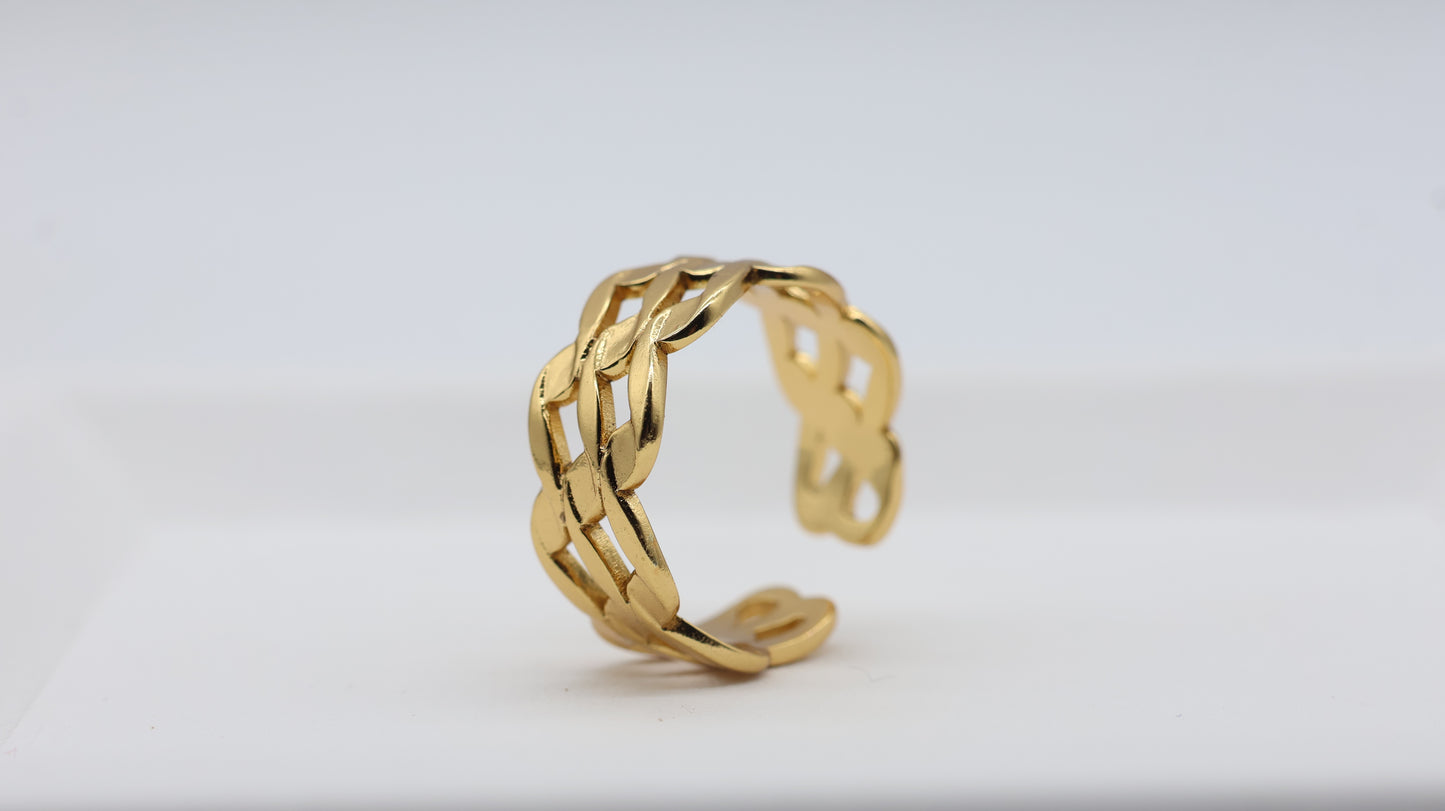 Triple Chain Gold Statement Ring for Women