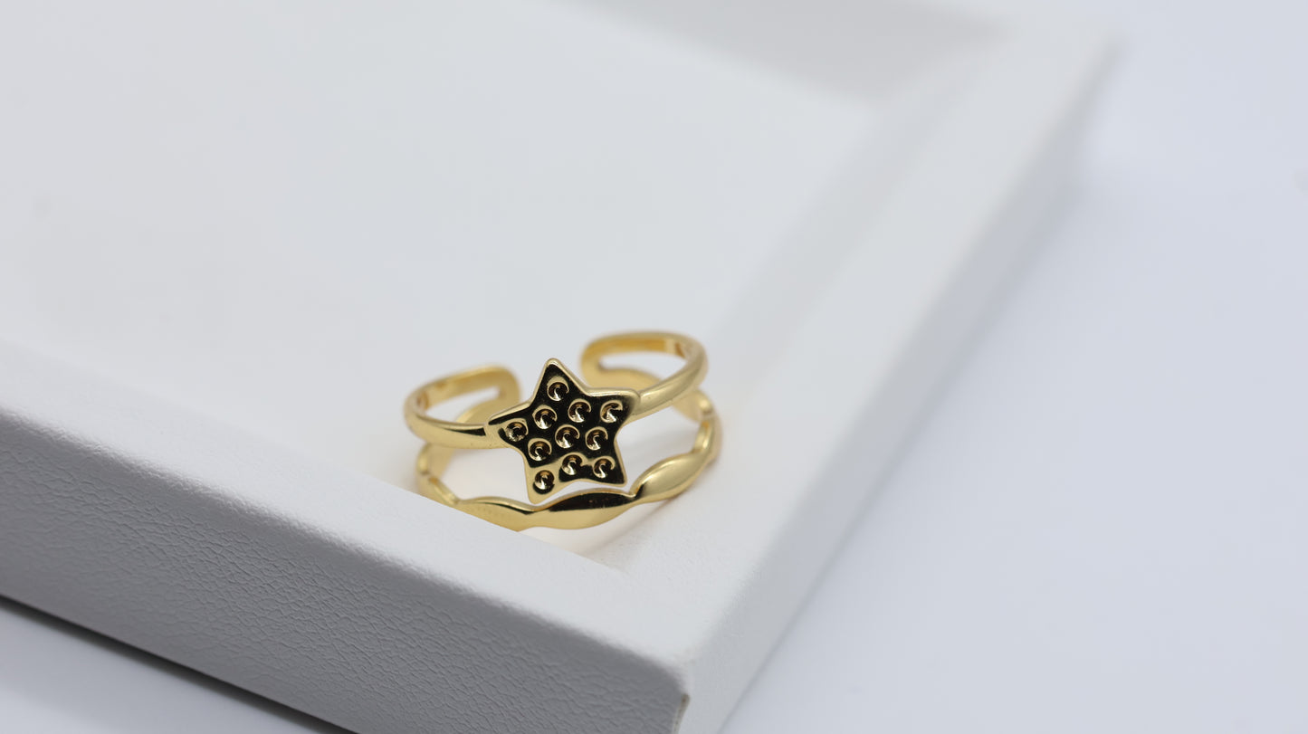 Twinkle Star Gold Adjustable Ring for Women