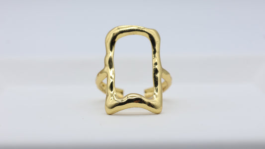 Abstract Geometric Gold Statement Ring for Women