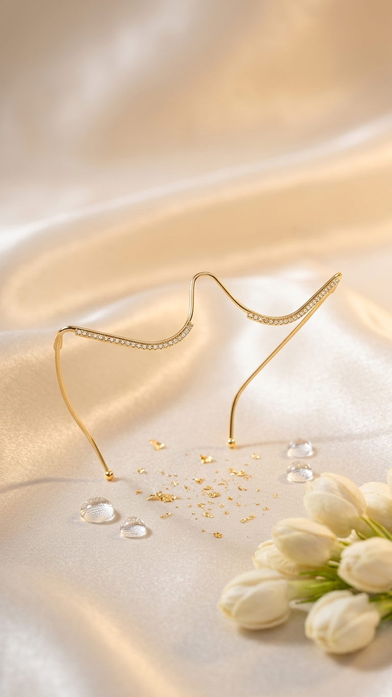 Gold Arch Cheekbone Facelet — Crystal-Studded Under-Eye Face Jewellery for Women