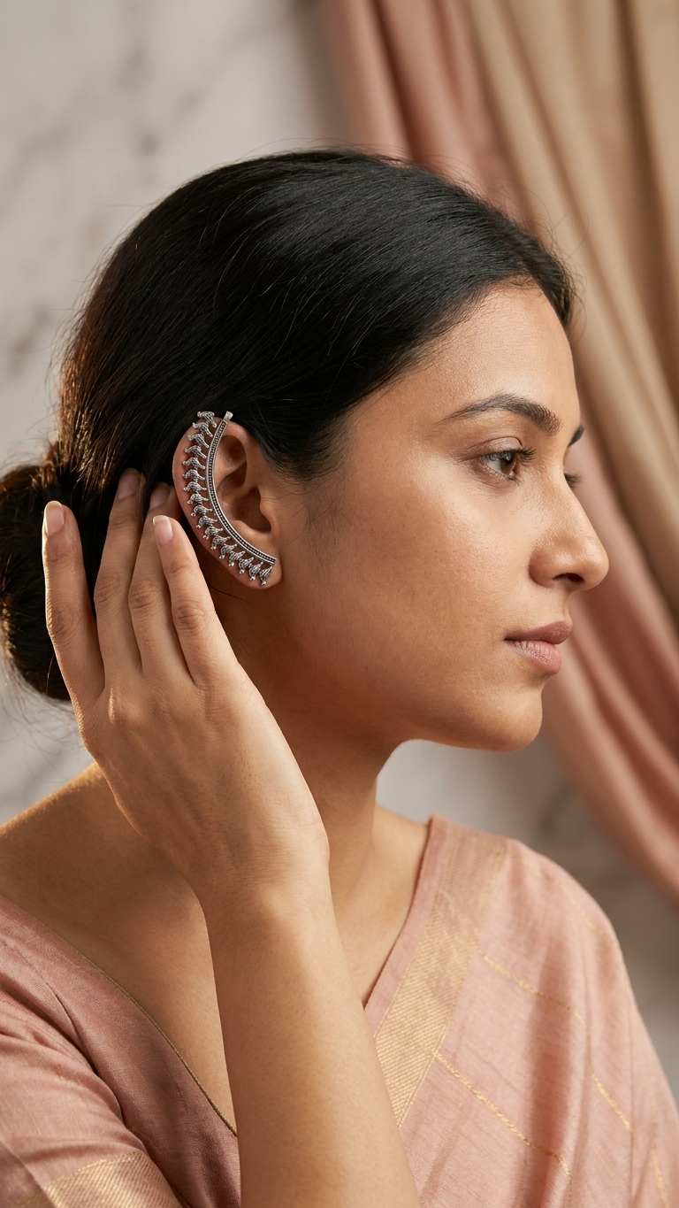 Oxidised Full Ear Climber Cuff for Women