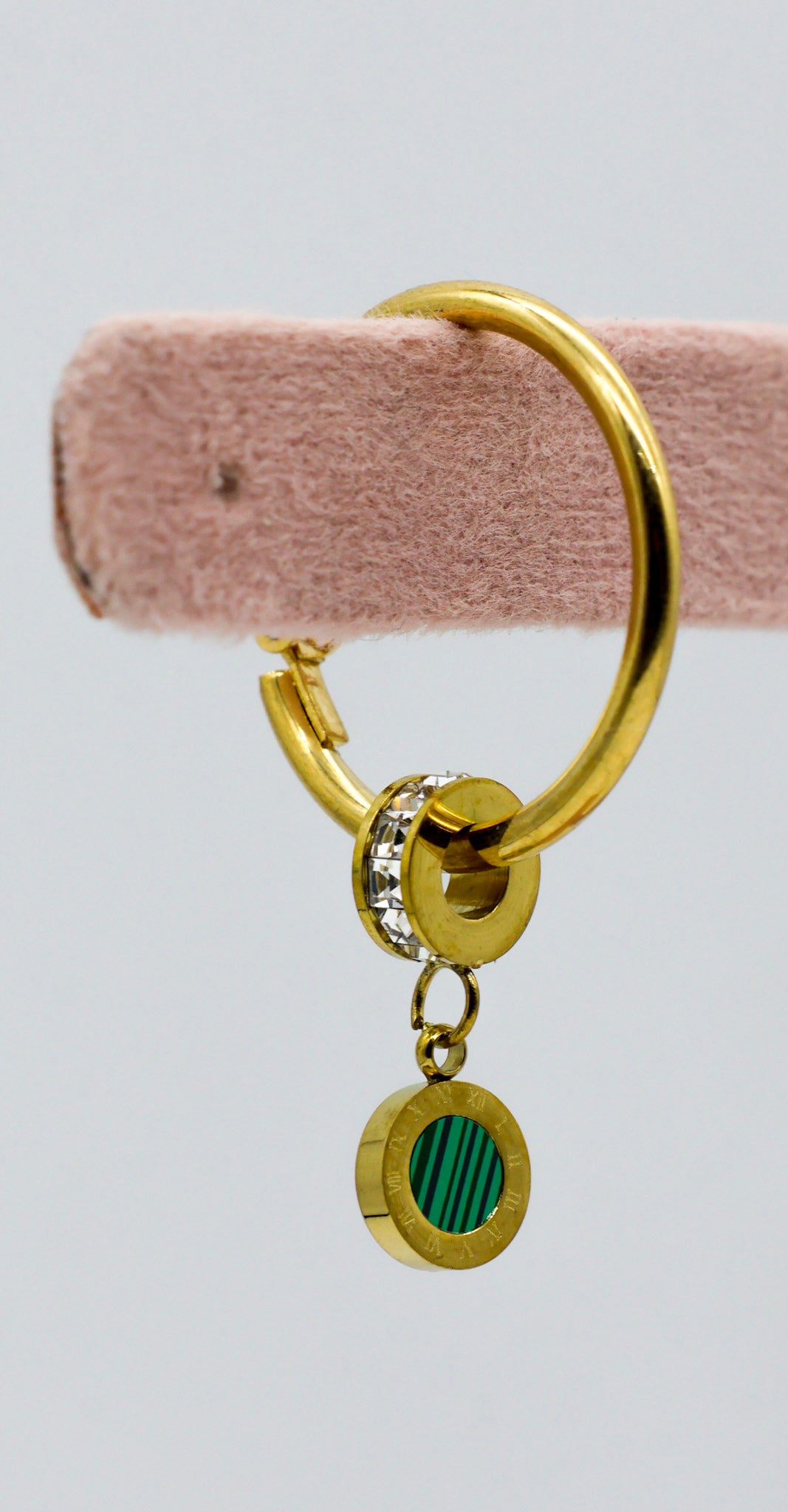 Emerald Charm Hoops for Women