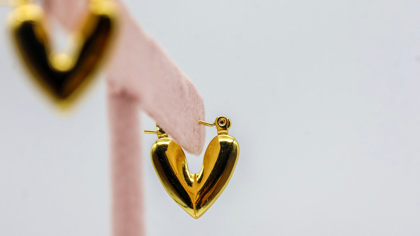 Gold Amora Heart Hoops