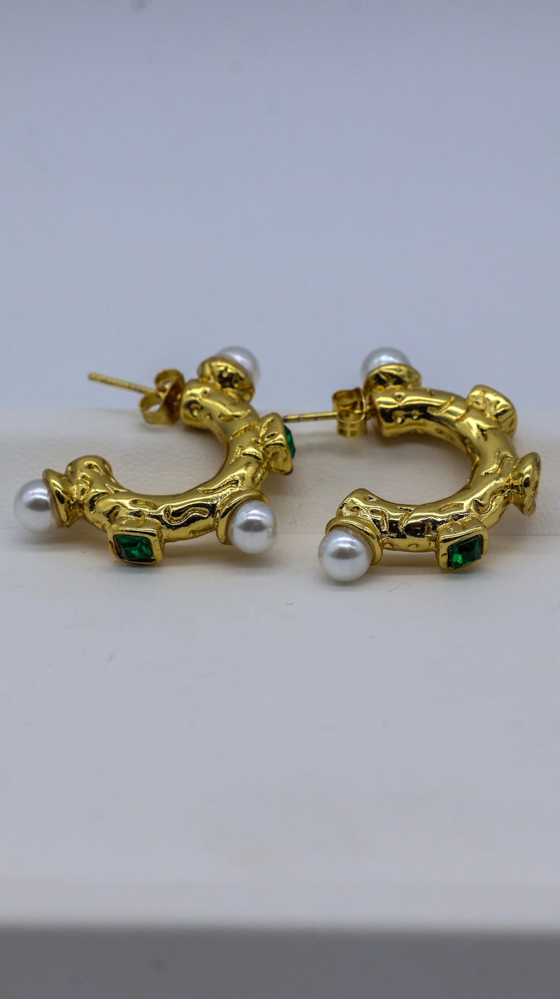 Emerald Pearl Hoops for Women