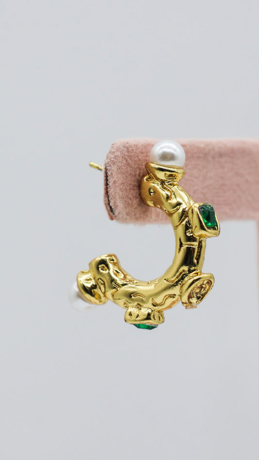 Emerald Pearl Hoops for Women