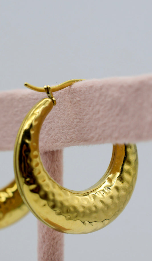 Zahra Gold Textured Hoop Earrings for Women