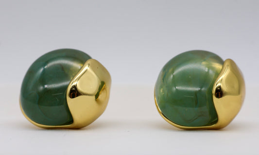 Emerald Marble Dome Stud Earrings for Women