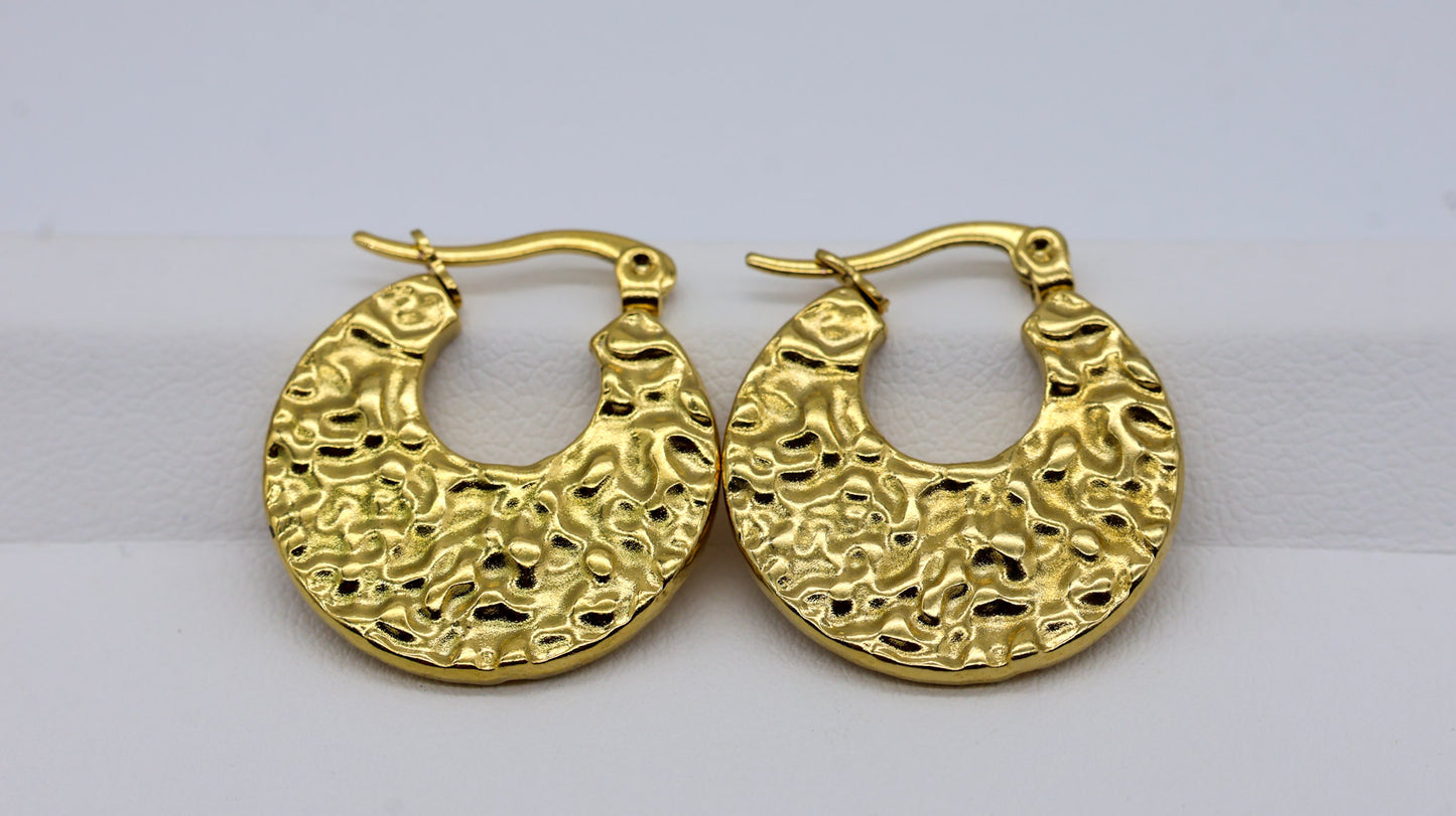 Zara Gold Hammered Hoop Earrings for Women