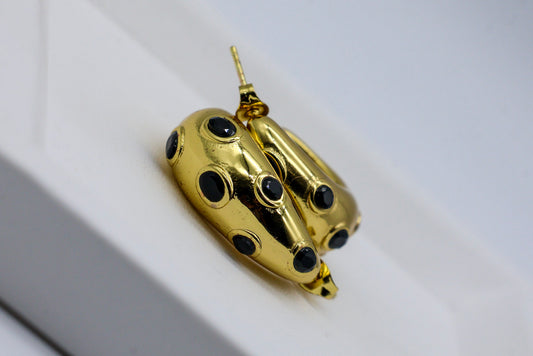Noir Studded Gold Dome Earrings for Women