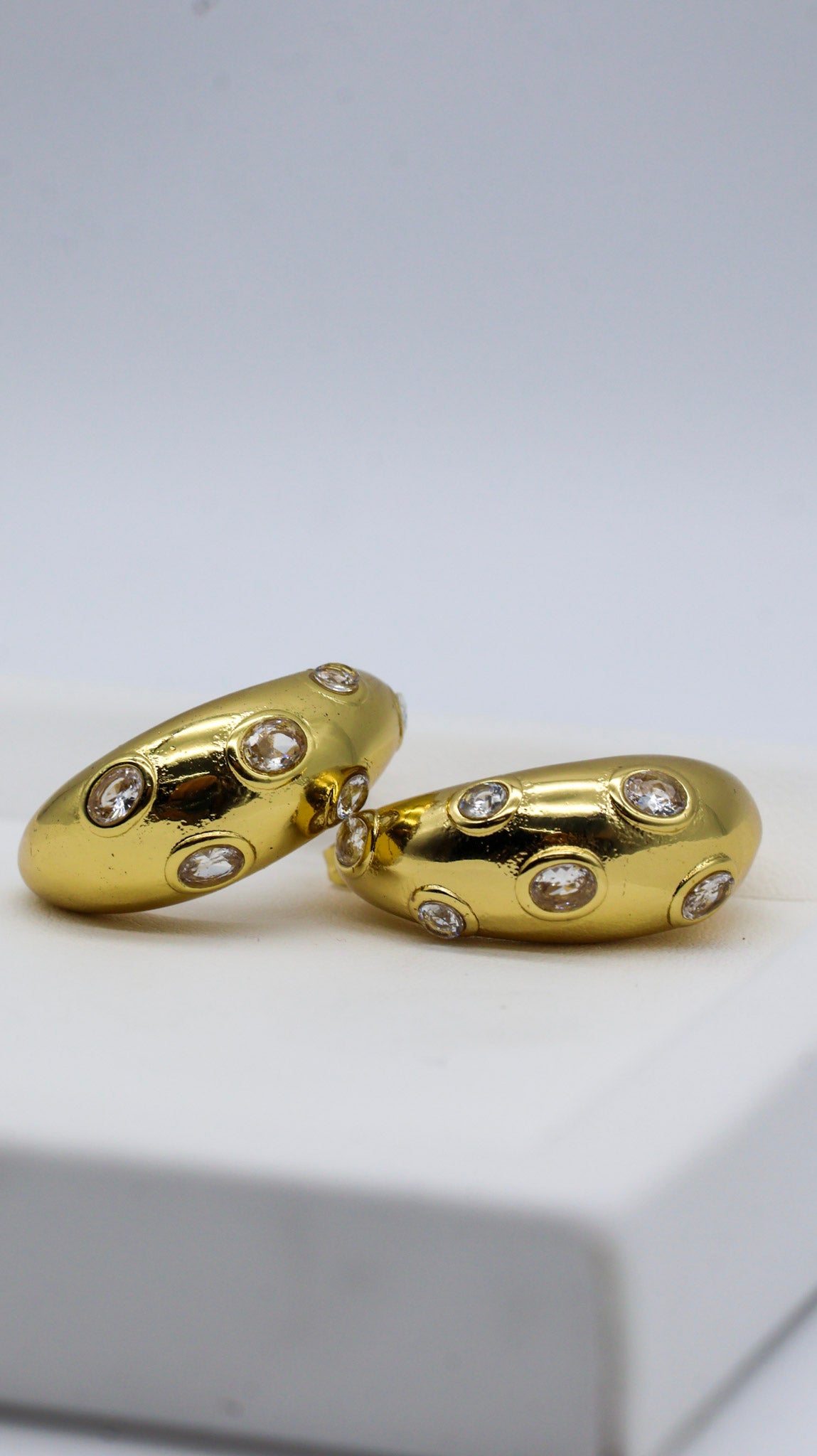 Crystal Studded Gold Dome Earrings for Women