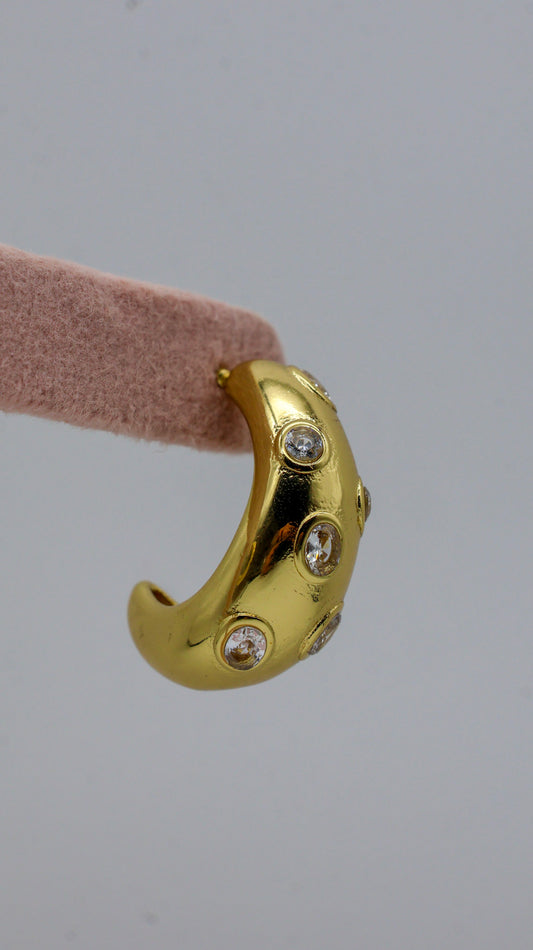 Crystal Studded Gold Dome Earrings for Women