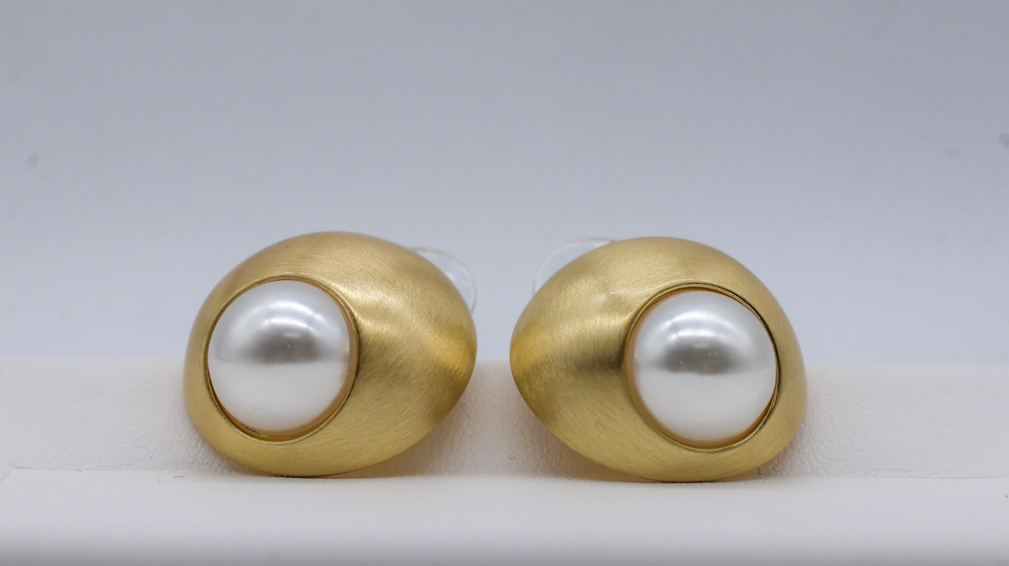 Pearl Aura Gold Stud Earrings for Women