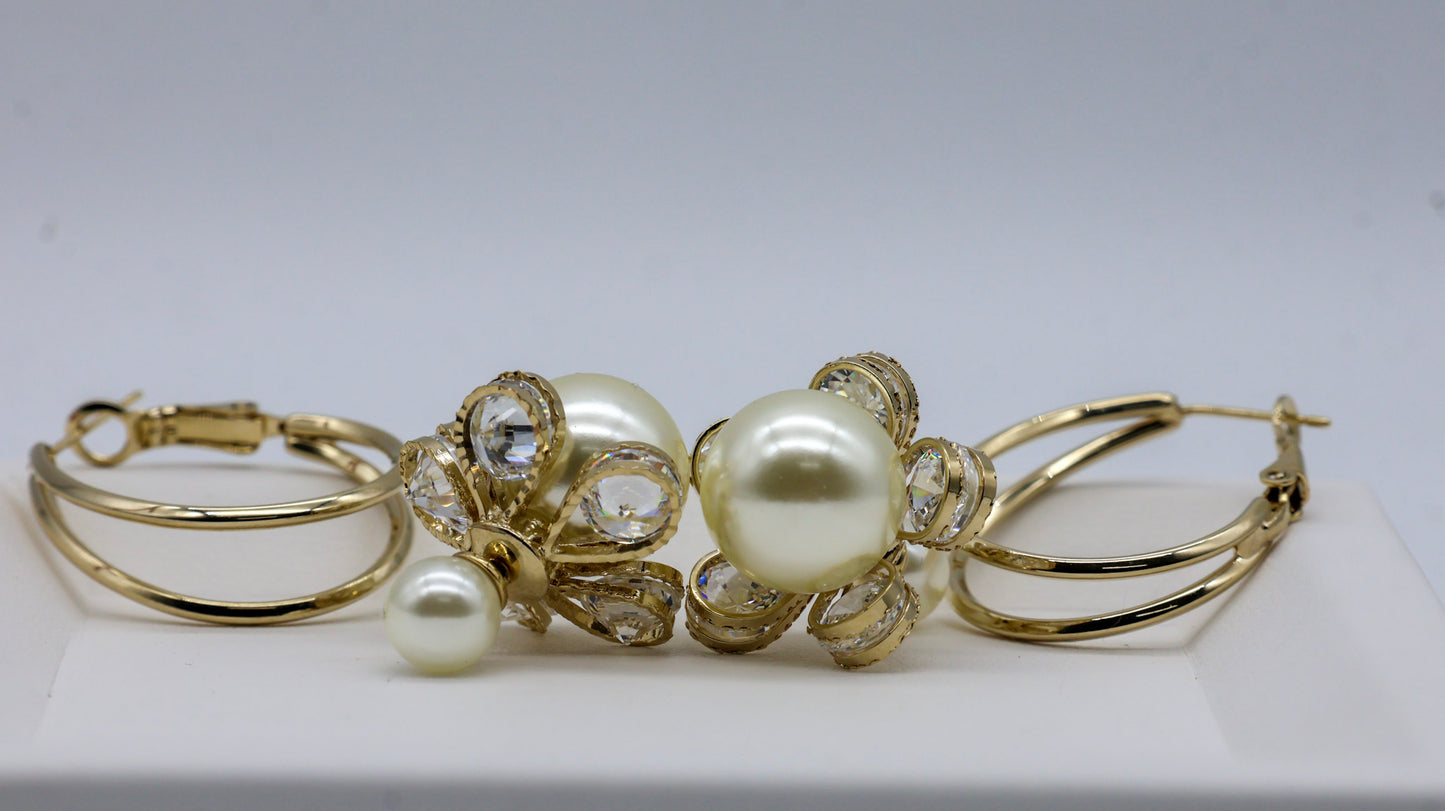 3in1 Pearl Royale Bow Stud Earrings for Women