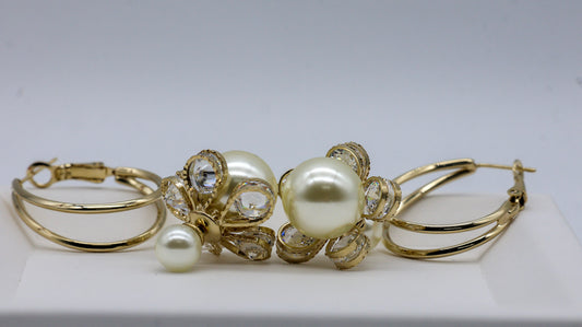 3in1 Pearl Royale Bow Stud Earrings for Women