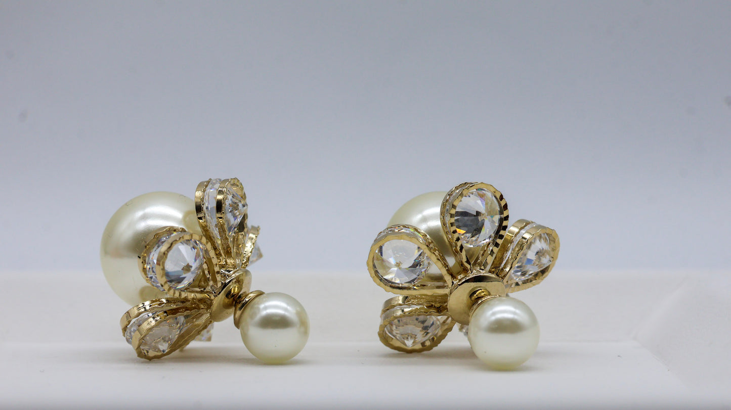3in1 Pearl Royale Bow Stud Earrings for Women