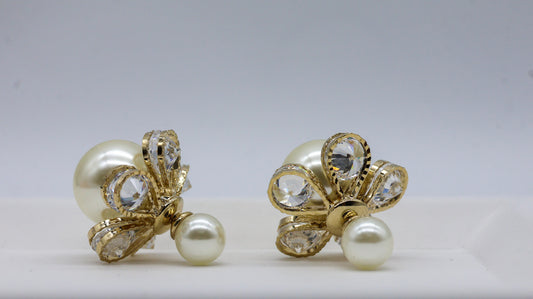 3in1 Pearl Royale Bow Stud Earrings for Women