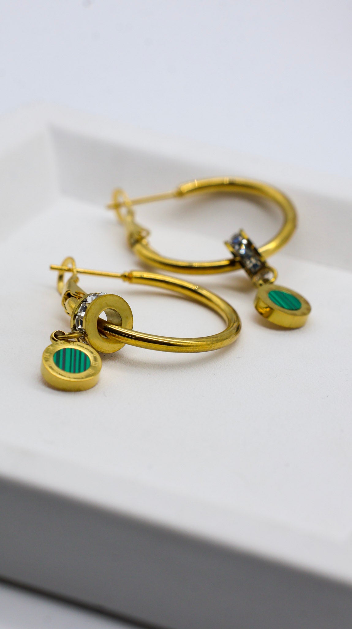 Emerald Charm Hoops for Women