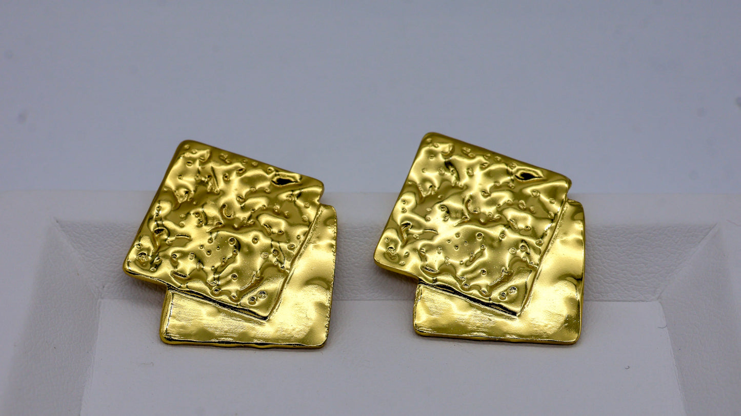 Zoya Textured Square Stud Earrings for Women