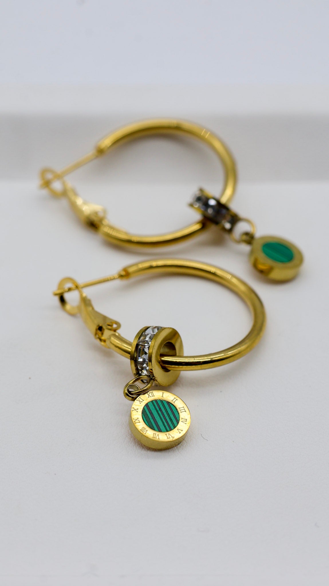 Emerald Charm Hoops for Women