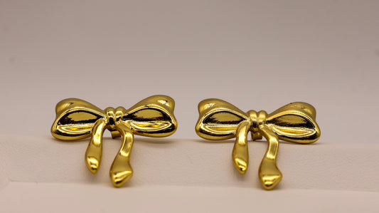 Golden Bow Statement Stud Earrings for Women