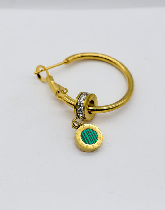 Emerald Charm Hoops for Women