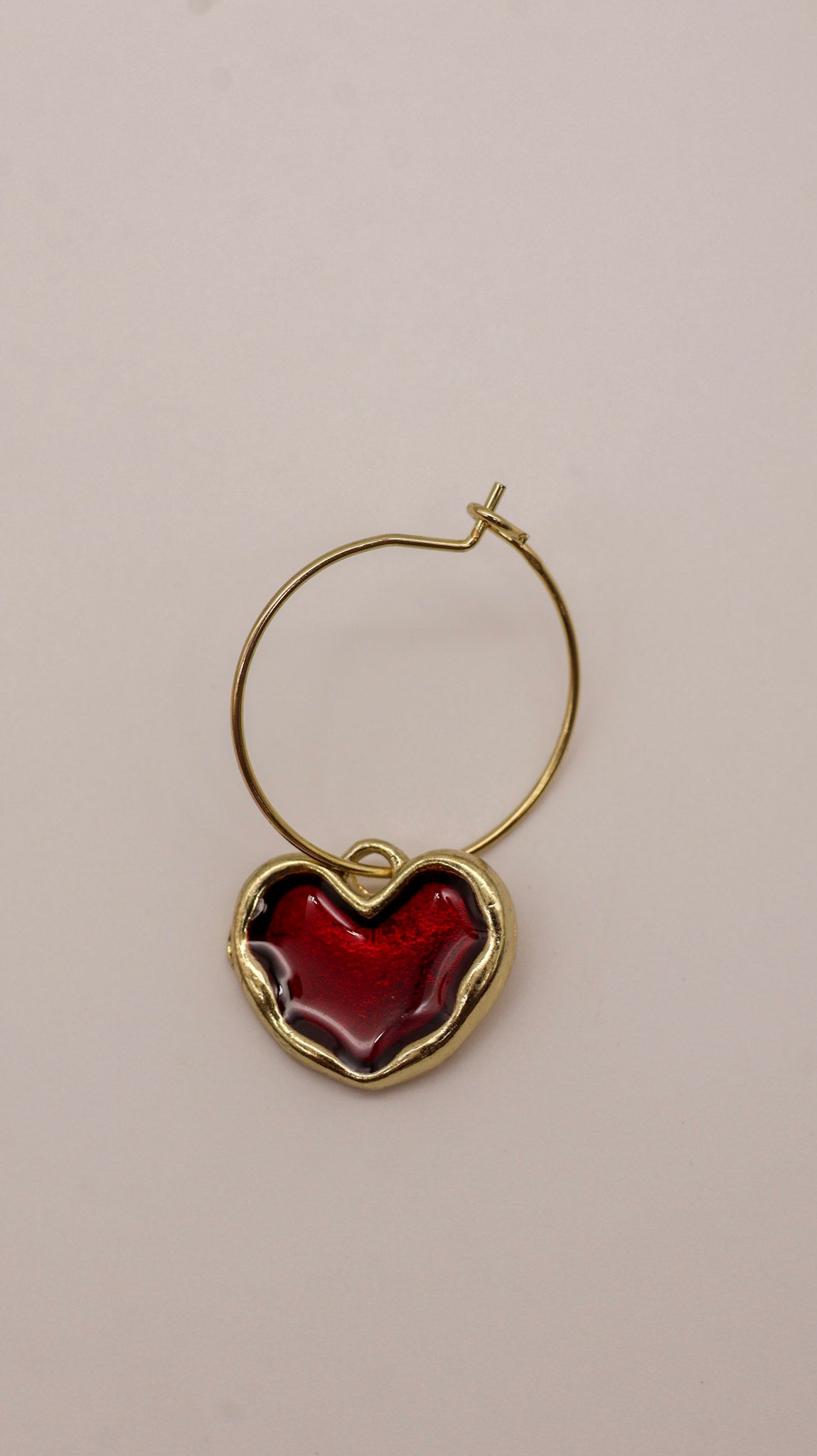 Ruby Heart Hoop Earrings for Women