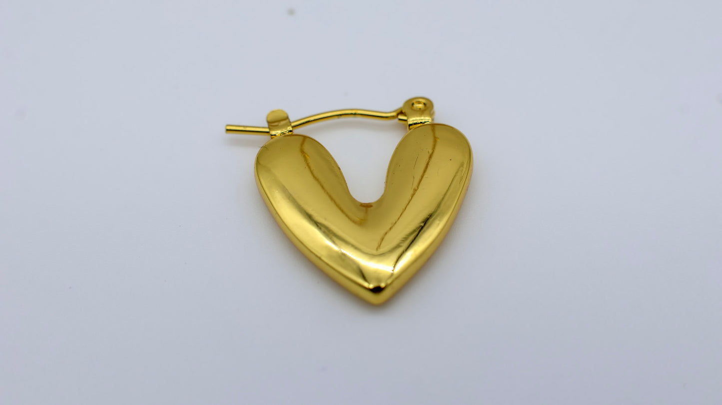 Gold Amora Heart Hoops