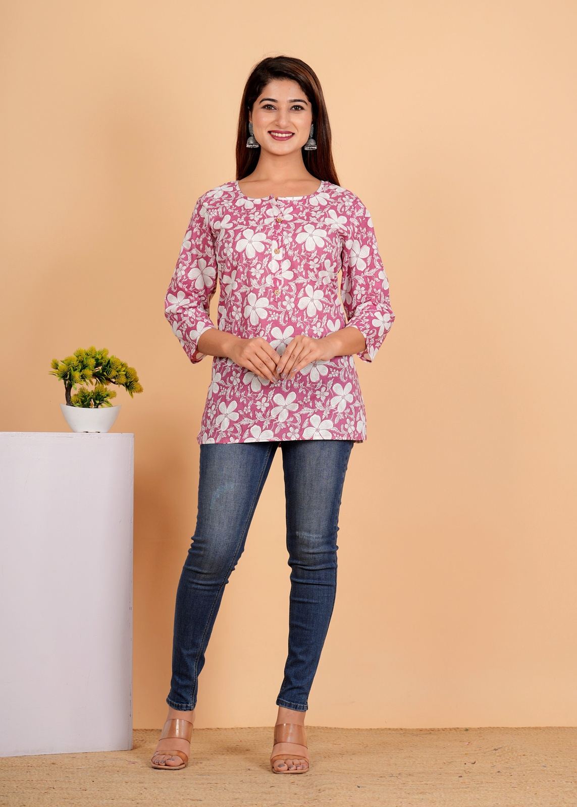 Sanganeri Printed Women’s short kurti
