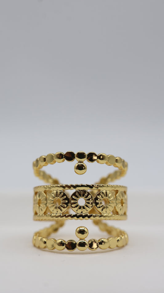 Sunehri Noor Multi-Layer Statement Ring