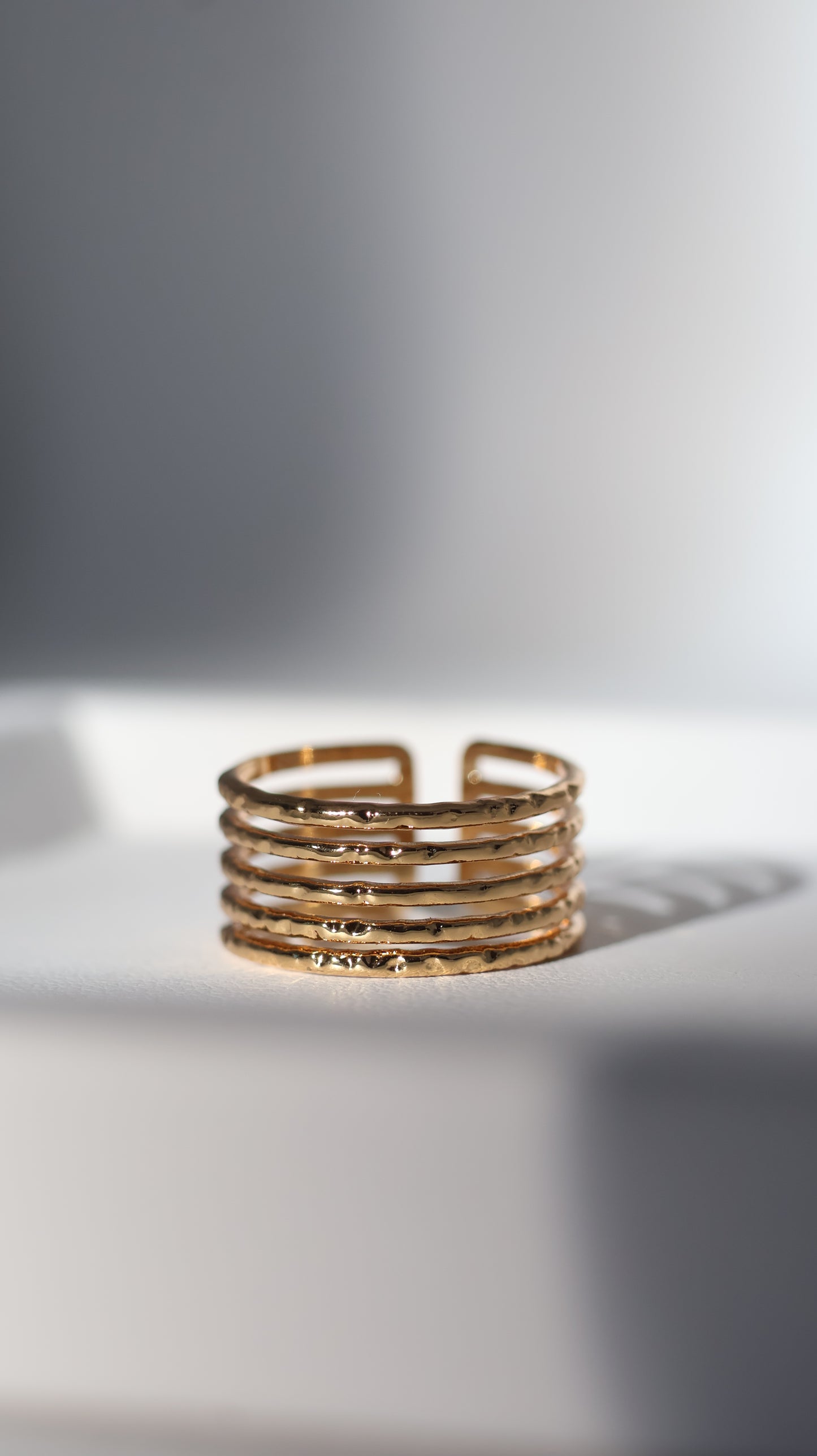 Golden Ripple Stacked Statement Ring