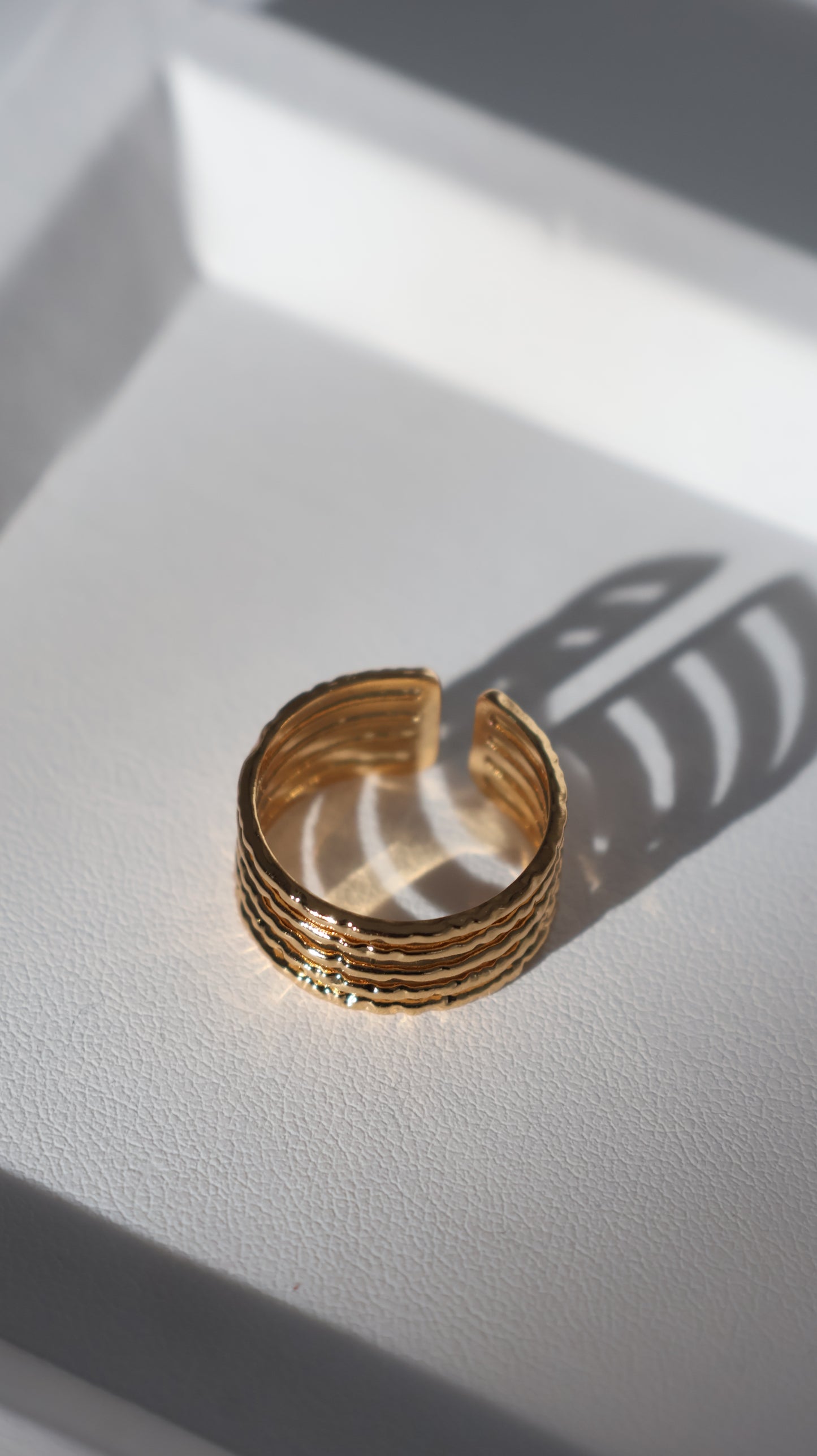 Golden Ripple Stacked Statement Ring
