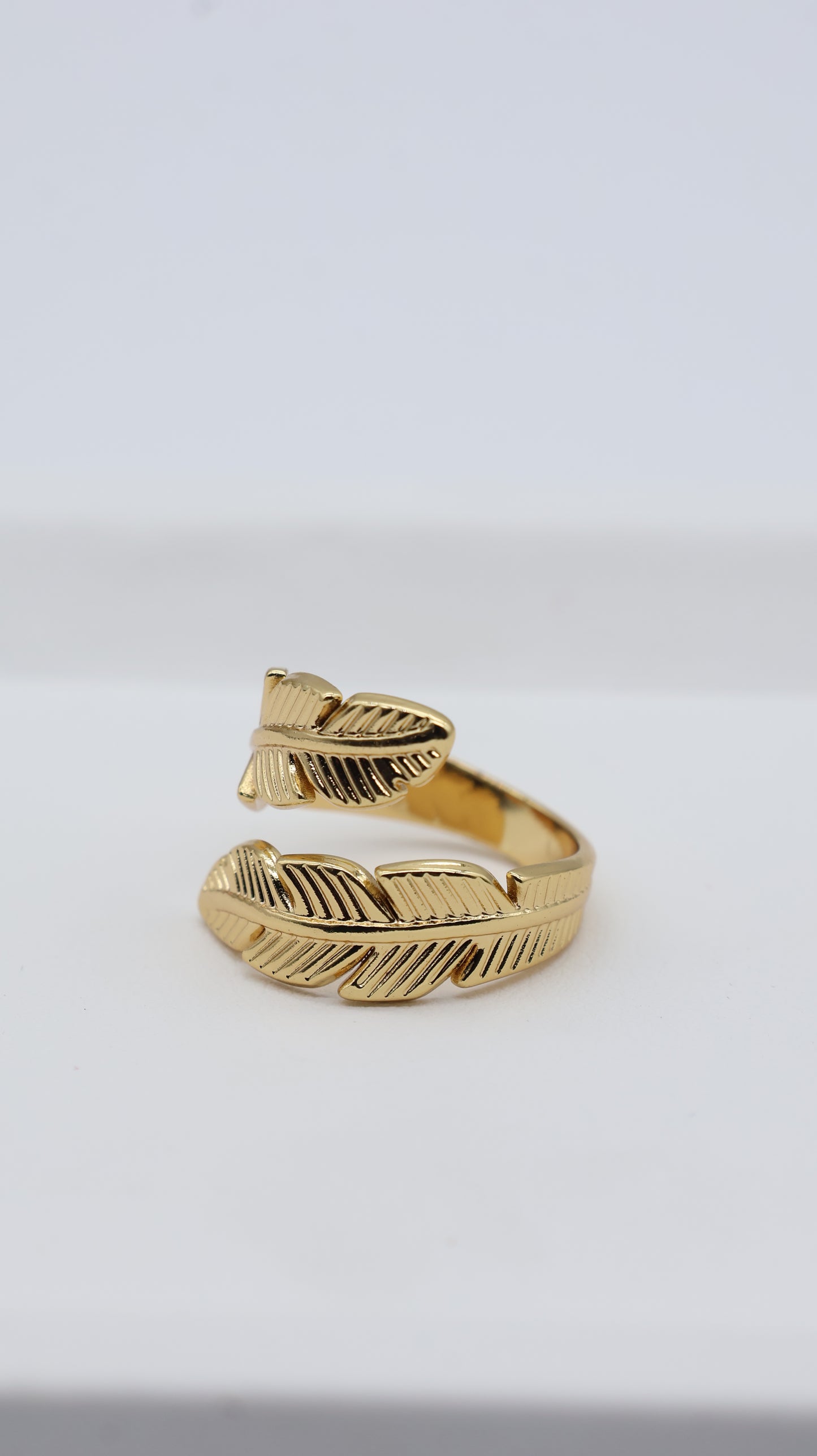 Golden Feather Wrap Statement Ring