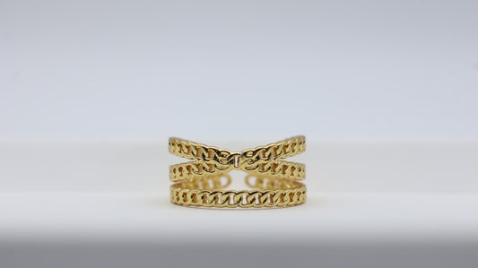 Golden Chain Wrap Adjustable Ring for Women
