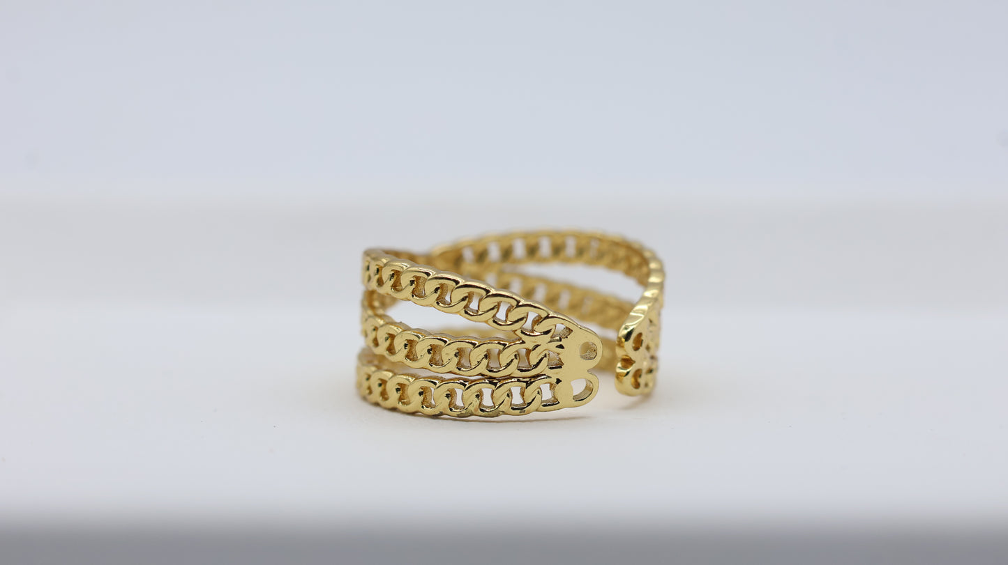 Golden Chain Wrap Adjustable Ring for Women
