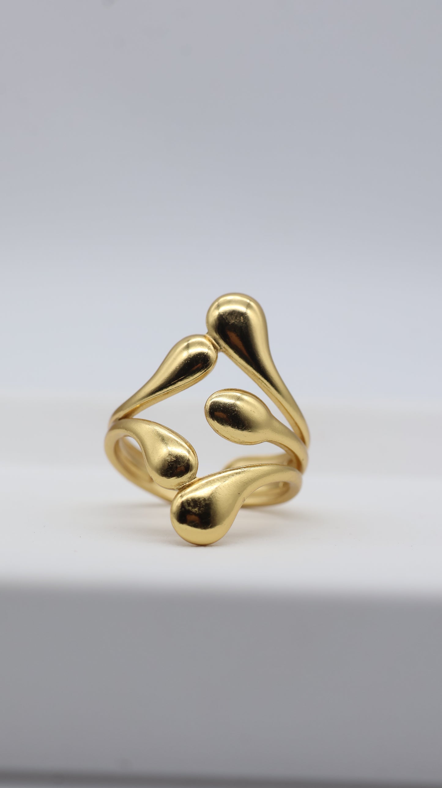 Gold Abstract Sculpted Adjustable Ring for Women