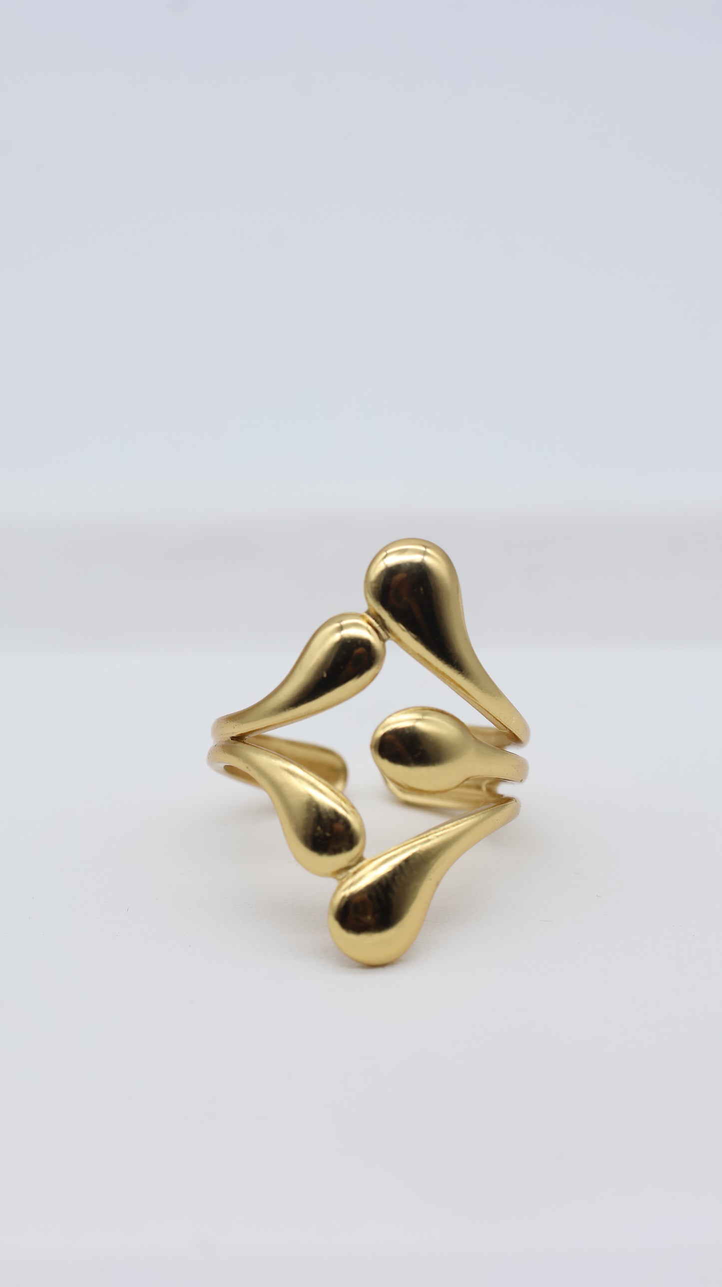 Gold Abstract Sculpted Adjustable Ring for Women