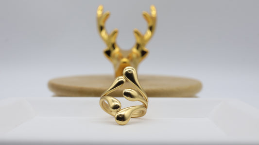 Gold Abstract Sculpted Adjustable Ring for Women