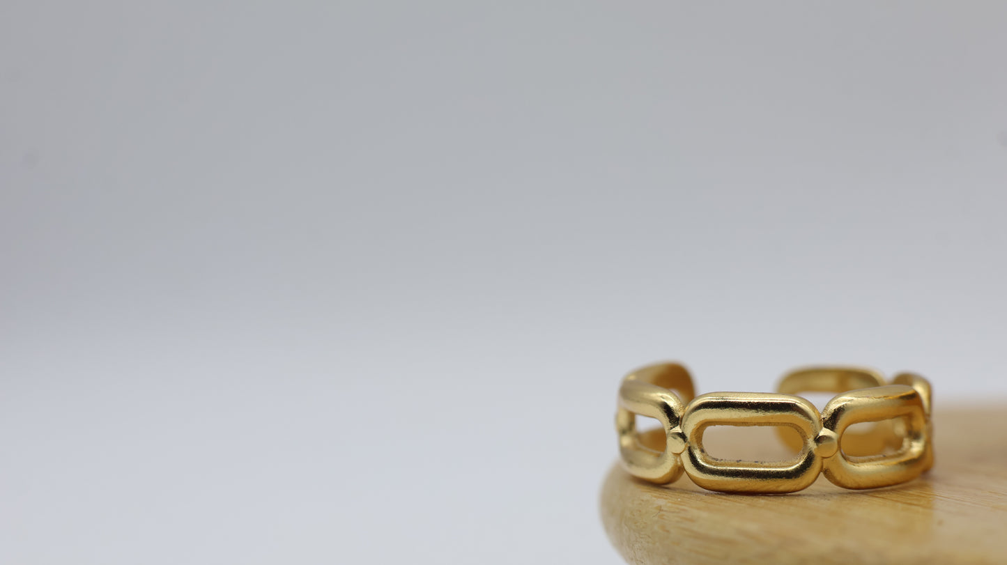 Gold Chain Link Adjustable Ring for Women