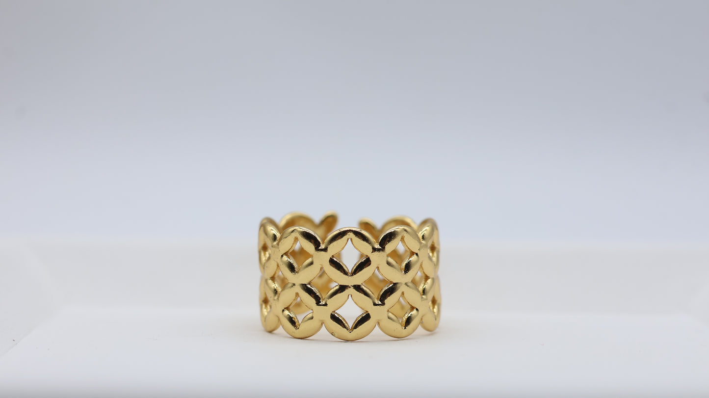 Gold Lattice Statement Ring for Women
