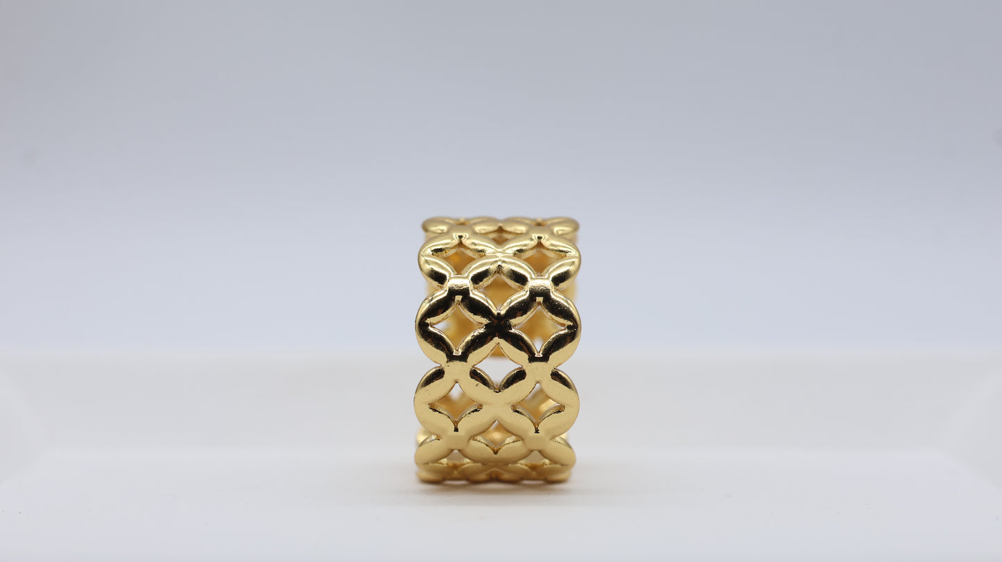 Gold Lattice Statement Ring for Women