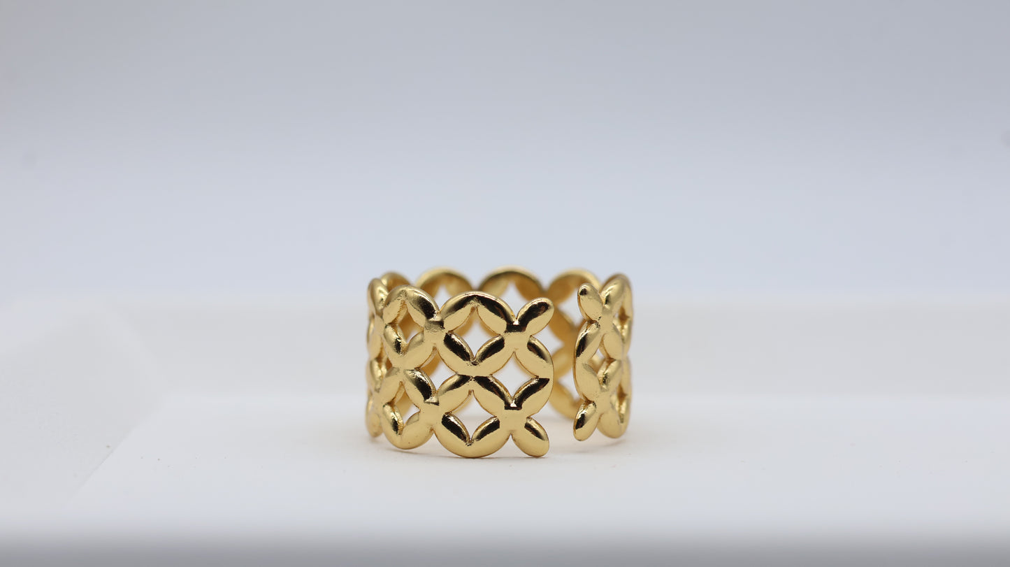 Gold Lattice Statement Ring for Women