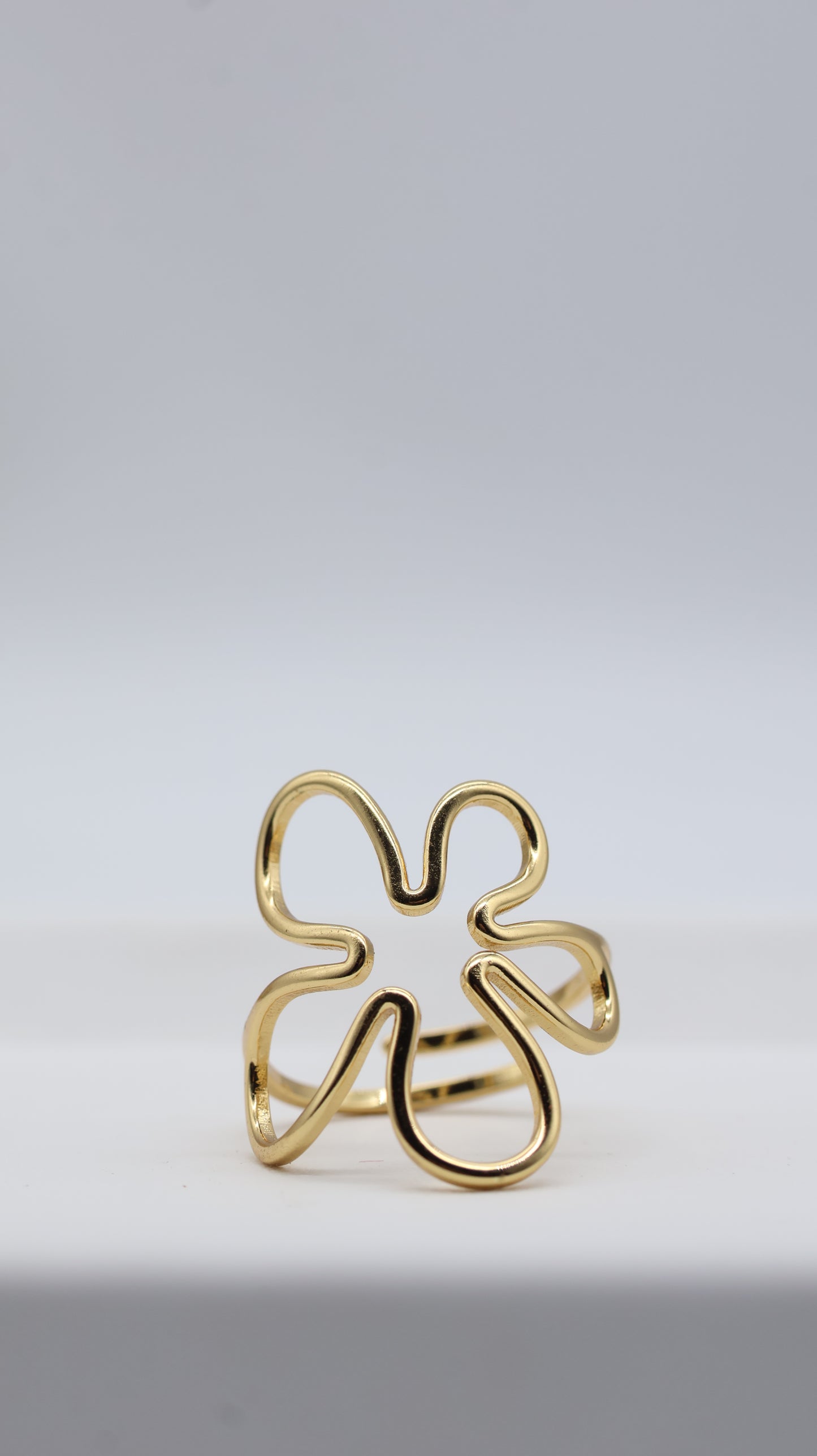 Gold Abstract Flower Statement Ring for Women