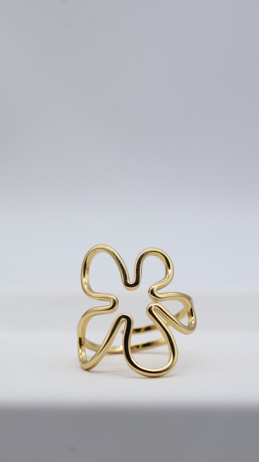 Gold Abstract Flower Statement Ring for Women