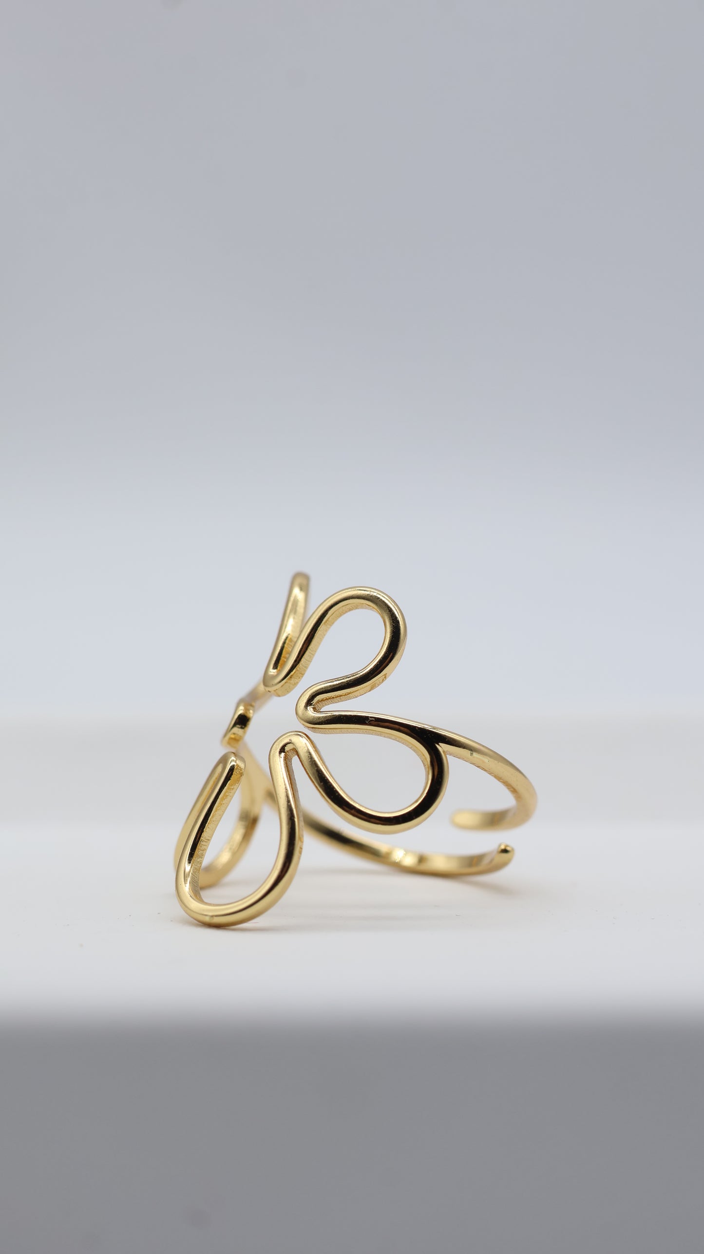 Gold Abstract Flower Statement Ring for Women