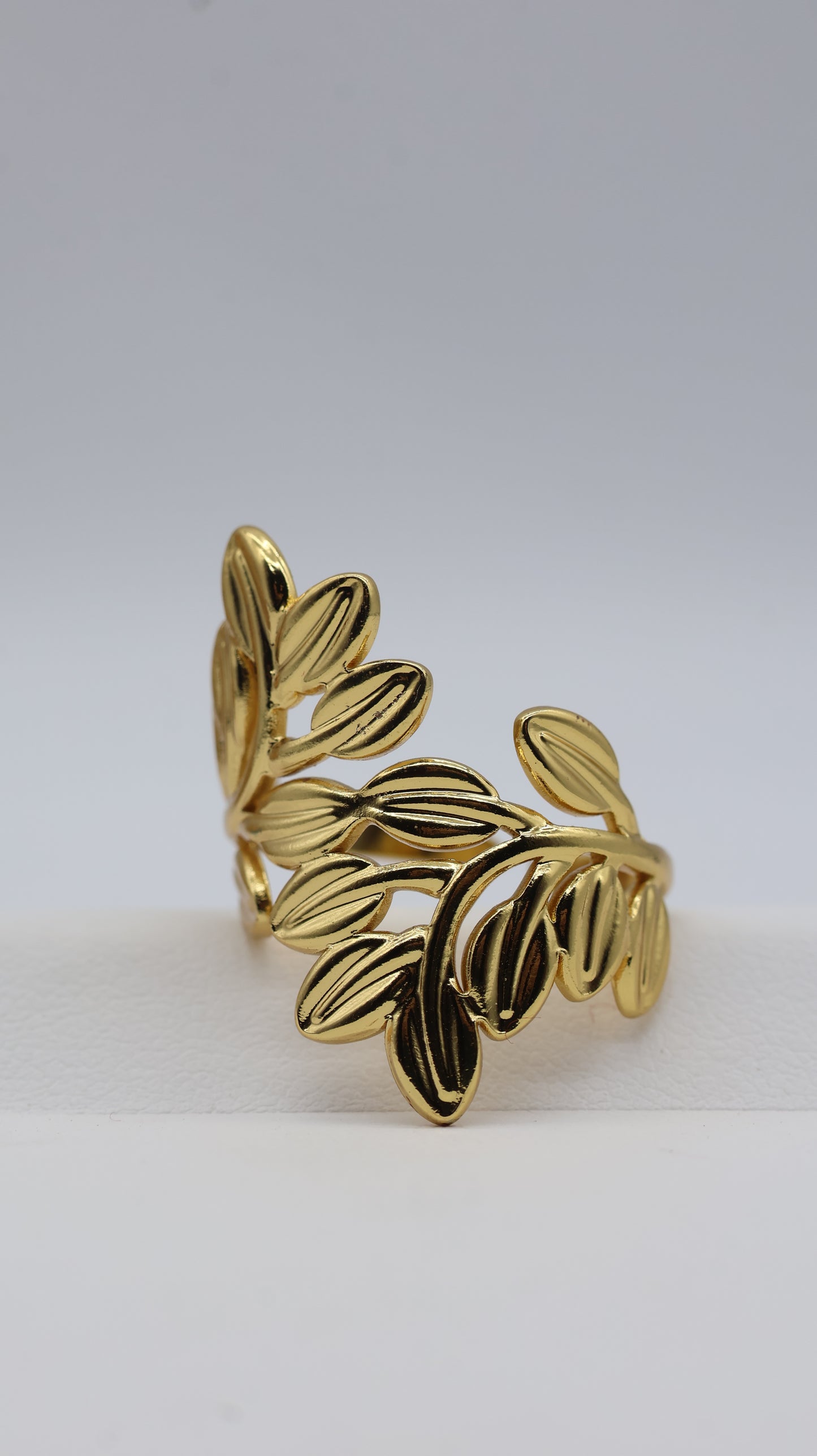Gold Leaf Adjustable Statement Ring for Women